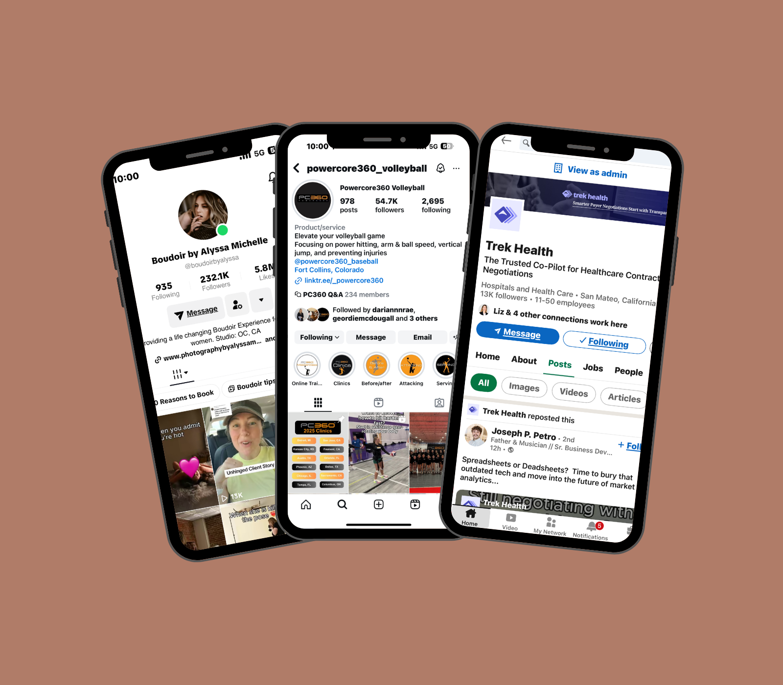 Client Instagram profiles on phones