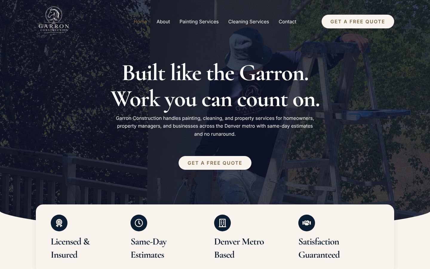 Garron Construction website homepage